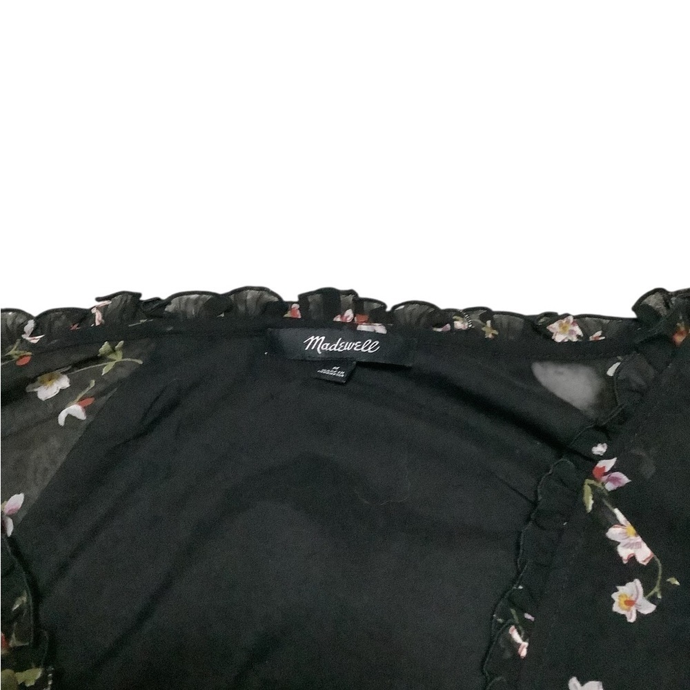 Madewell Black Floral Ruffle Dress - Picture 3 of 3